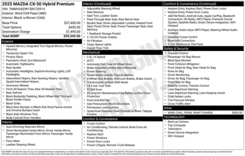 Photos of 2025 Mazda CX-50 Hybrid Premium for sale in Abrams, WI at Gregg Young Abrams Chrysler Dodge Jeep Ram