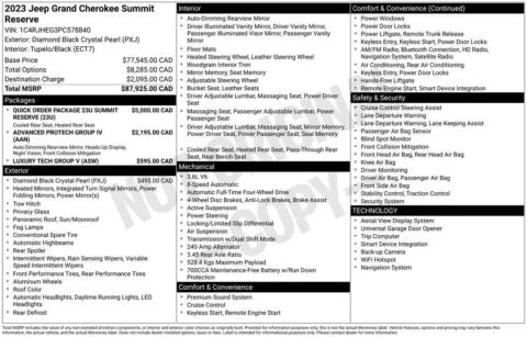 Photos of 2023 Jeep Grand Cherokee Summit Reserve for sale in Abrams, WI at Gregg Young Abrams Chrysler Dodge Jeep Ram