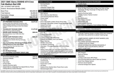 Photos of 2021 GMC Sierra 3500HD AT4 for sale in Abrams, WI at Gregg Young Abrams Chrysler Dodge Jeep Ram