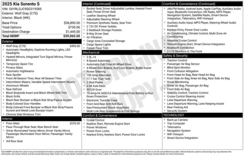 Photos of 2025 Kia Sorento S for sale in Abrams, WI at Gregg Young Abrams Chrysler Dodge Jeep Ram