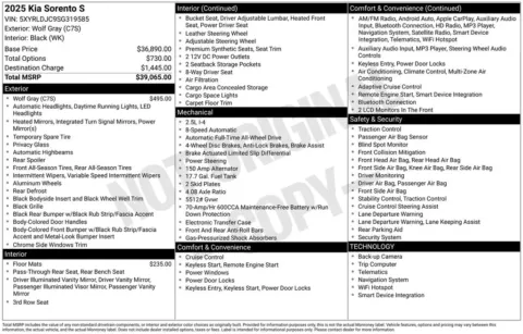 Photos of 2025 Kia Sorento S for sale in Abrams, WI at Gregg Young Abrams Chrysler Dodge Jeep Ram