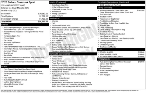 Photos of 2025 Subaru Crosstrek Sport for sale in Abrams, WI at Gregg Young Abrams Chrysler Dodge Jeep Ram