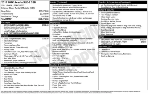 Photos of 2017 GMC Acadia SLE-2 for sale in Abrams, WI at Gregg Young Abrams Chrysler Dodge Jeep Ram