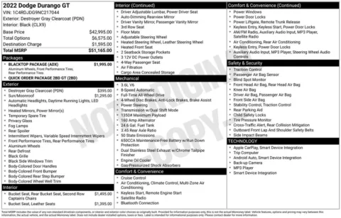 Photos of 2022 Dodge Durango GT for sale in Abrams, WI at Gregg Young Abrams Chrysler Dodge Jeep Ram