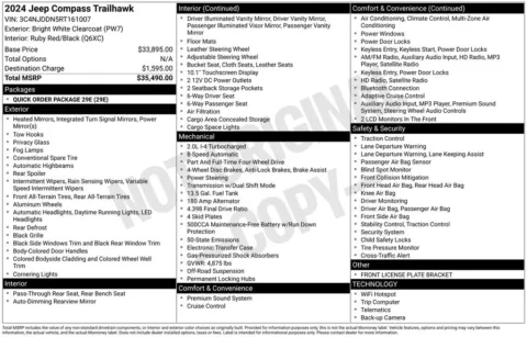 Photos of 2024 Jeep Compass Trailhawk for sale in Abrams, WI at Gregg Young Abrams Chrysler Dodge Jeep Ram