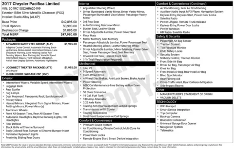 Photos of 2017 Chrysler Pacifica Limited for sale in Abrams, WI at Gregg Young Abrams Chrysler Dodge Jeep Ram