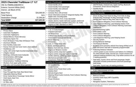Photos of 2025 Chevrolet TrailBlazer LT for sale in Abrams, WI at Gregg Young Abrams Chrysler Dodge Jeep Ram