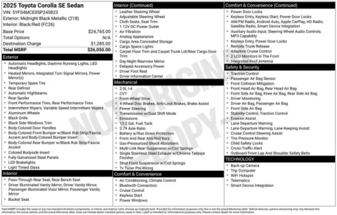 Photos of 2025 Toyota Corolla SE for sale in Abrams, WI at Gregg Young Abrams Chrysler Dodge Jeep Ram