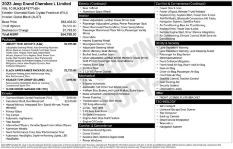 Photos of 2023 Jeep Grand Cherokee L Limited for sale in Abrams, WI at Gregg Young Abrams Chrysler Dodge Jeep Ram