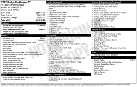 Photos of 2022 Dodge Challenger GT for sale in Abrams, WI at Gregg Young Abrams Chrysler Dodge Jeep Ram