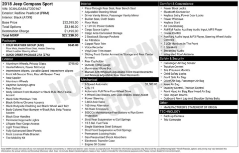 Photos of 2018 Jeep Compass Sport for sale in Abrams, WI at Gregg Young Abrams Chrysler Dodge Jeep Ram