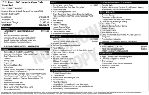 Photos of 2021 Ram 1500 Laramie for sale in Abrams, WI at Gregg Young Abrams Chrysler Dodge Jeep Ram