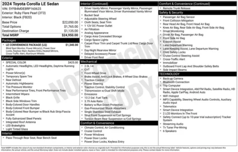 Photos of 2024 Toyota Corolla LE for sale in Abrams, WI at Gregg Young Abrams Chrysler Dodge Jeep Ram