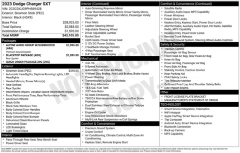 Photos of 2023 Dodge Charger SXT for sale in Abrams, WI at Gregg Young Abrams Chrysler Dodge Jeep Ram