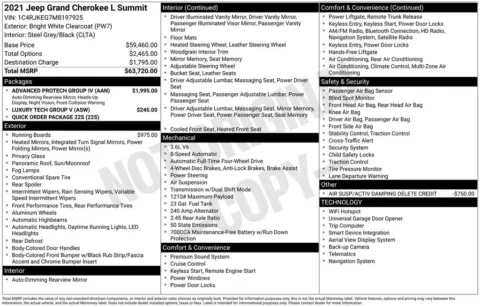 Photos of 2021 Jeep Grand Cherokee L Summit for sale in Abrams, WI at Gregg Young Abrams Chrysler Dodge Jeep Ram