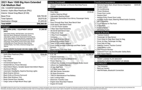 Photos of 2021 Ram 1500 Big Horn/Lone Star for sale in Abrams, WI at Gregg Young Abrams Chrysler Dodge Jeep Ram