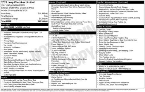 Photos of 2022 Jeep Cherokee Limited for sale in Abrams, WI at Gregg Young Abrams Chrysler Dodge Jeep Ram