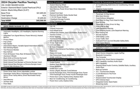 Photos of 2024 Chrysler Pacifica Touring L for sale in Abrams, WI at Gregg Young Abrams Chrysler Dodge Jeep Ram