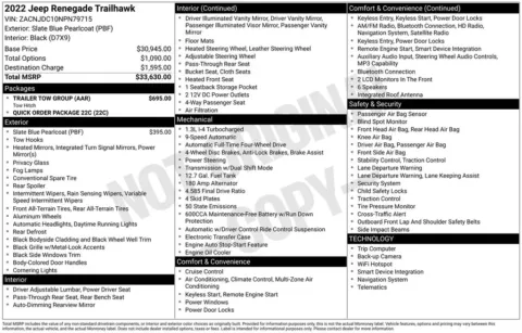 Photos of 2022 Jeep Renegade Trailhawk for sale in Abrams, WI at Gregg Young Abrams Chrysler Dodge Jeep Ram
