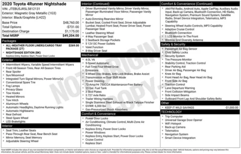 Photos of 2020 Toyota 4Runner Nightshade for sale in Abrams, WI at Gregg Young Abrams Chrysler Dodge Jeep Ram