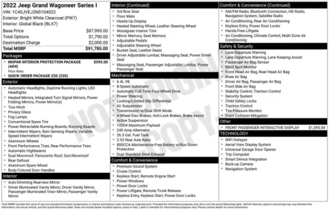 Photos of 2022 Jeep Grand Wagoneer Series I for sale in Abrams, WI at Gregg Young Abrams Chrysler Dodge Jeep Ram