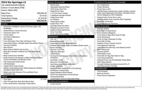 Photos of 2024 Kia Sportage LX for sale in Abrams, WI at Gregg Young Abrams Chrysler Dodge Jeep Ram