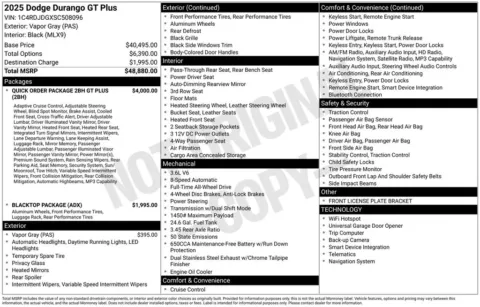 Photos of 2025 Dodge Durango GT Plus for sale in Abrams, WI at Gregg Young Abrams Chrysler Dodge Jeep Ram