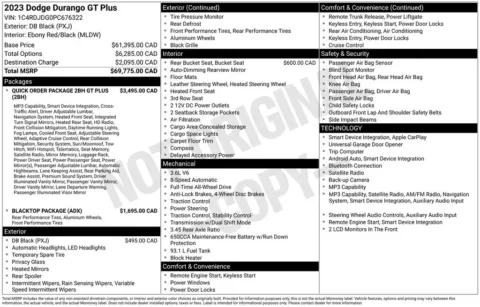 Photos of 2023 Dodge Durango GT Plus for sale in Abrams, WI at Gregg Young Abrams Chrysler Dodge Jeep Ram