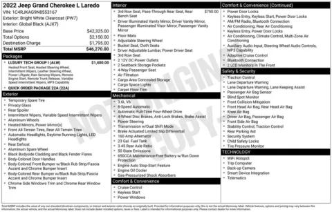 Photos of 2022 Jeep Grand Cherokee L Laredo for sale in Abrams, WI at Gregg Young Abrams Chrysler Dodge Jeep Ram