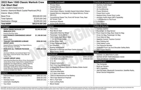 Photos of 2022 Ram 1500 Classic Warlock for sale in Abrams, WI at Gregg Young Abrams Chrysler Dodge Jeep Ram