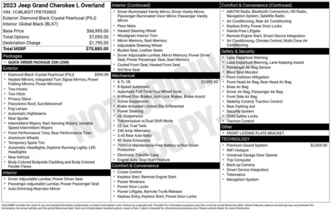 Photos of 2023 Jeep Grand Cherokee L Overland for sale in Abrams, WI at Gregg Young Abrams Chrysler Dodge Jeep Ram