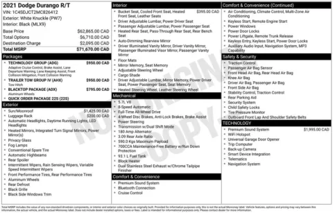 Photos of 2021 Dodge Durango R/T for sale in Abrams, WI at Gregg Young Abrams Chrysler Dodge Jeep Ram