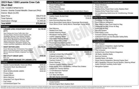 Photos of 2023 Ram 1500 Laramie for sale in Abrams, WI at Gregg Young Abrams Chrysler Dodge Jeep Ram
