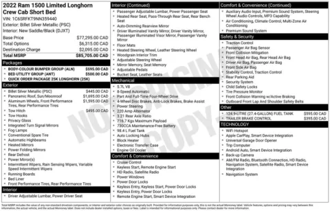 Photos of 2022 Ram 1500 Laramie Longhorn for sale in Abrams, WI at Gregg Young Abrams Chrysler Dodge Jeep Ram