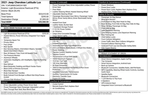 Photos of 2021 Jeep Cherokee Latitude Lux for sale in Abrams, WI at Gregg Young Abrams Chrysler Dodge Jeep Ram