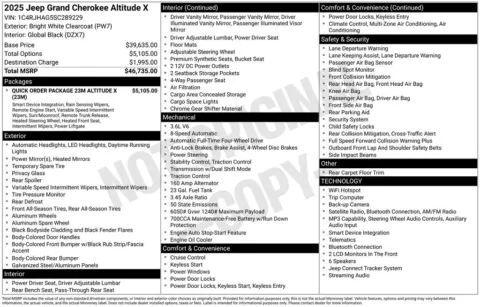 Photos of 2025 Jeep Grand Cherokee Altitude X for sale in Abrams, WI at Gregg Young Abrams Chrysler Dodge Jeep Ram