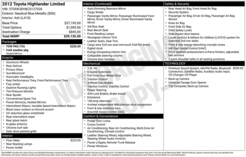 Photos of 2012 Toyota Highlander Limited for sale in Abrams, WI at Gregg Young Abrams Chrysler Dodge Jeep Ram