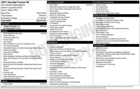 Photos of 2021 Hyundai Tucson SE for sale in Abrams, WI at Gregg Young Abrams Chrysler Dodge Jeep Ram