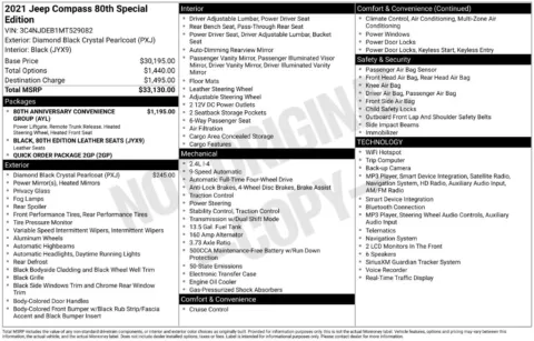 Photos of 2021 Jeep Compass 80th Special Edition for sale in Abrams, WI at Gregg Young Abrams Chrysler Dodge Jeep Ram