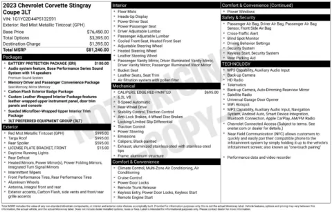 Photos of 2023 Chevrolet Corvette Stingray for sale in Abrams, WI at Gregg Young Abrams Chrysler Dodge Jeep Ram
