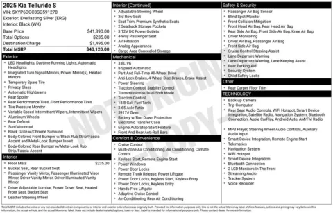 Photos of 2025 Kia Telluride S for sale in Abrams, WI at Gregg Young Abrams Chrysler Dodge Jeep Ram