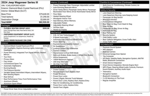 Photos of 2024 Jeep Wagoneer Series III for sale in Abrams, WI at Gregg Young Abrams Chrysler Dodge Jeep Ram