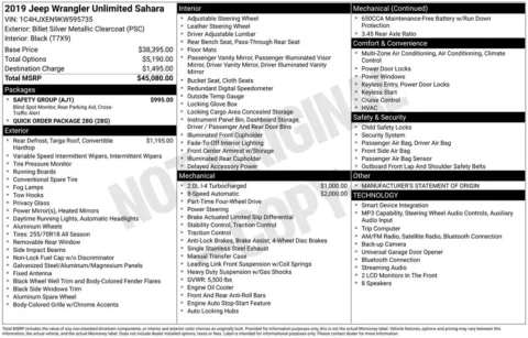 Photos of 2019 Jeep Wrangler Unlimited Sahara for sale in Abrams, WI at Gregg Young Abrams Chrysler Dodge Jeep Ram