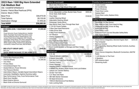 Photos of 2023 Ram 1500 Big Horn/Lone Star for sale in Abrams, WI at Gregg Young Abrams Chrysler Dodge Jeep Ram