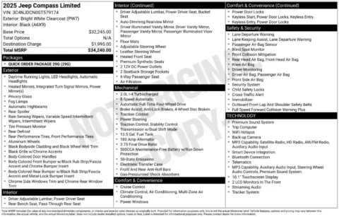 Photos of 2025 Jeep Compass Limited for sale in Abrams, WI at Gregg Young Abrams Chrysler Dodge Jeep Ram