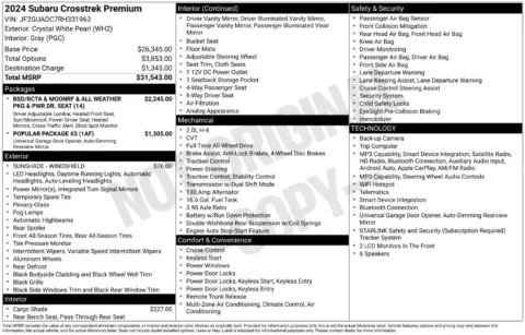 Photos of 2024 Subaru Crosstrek Premium for sale in Abrams, WI at Gregg Young Abrams Chrysler Dodge Jeep Ram
