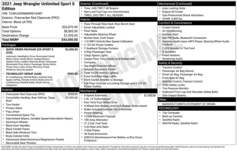 Photos of 2021 Jeep Wrangler Unlimited Sport S for sale in Abrams, WI at Gregg Young Abrams Chrysler Dodge Jeep Ram