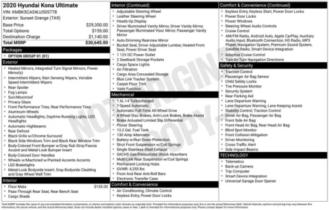 Photos of 2020 Hyundai Kona Ultimate for sale in Abrams, WI at Gregg Young Abrams Chrysler Dodge Jeep Ram