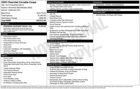 Photos of 2005 Chevrolet Corvette for sale in Abrams, WI at Gregg Young Abrams Chrysler Dodge Jeep Ram