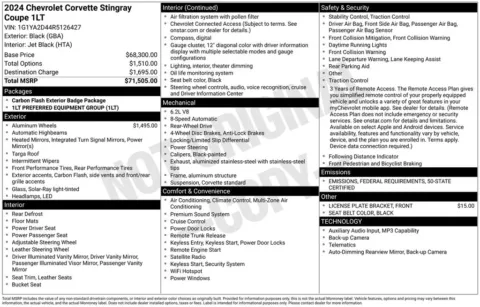 Photos of 2024 Chevrolet Corvette Stingray for sale in Abrams, WI at Gregg Young Abrams Chrysler Dodge Jeep Ram